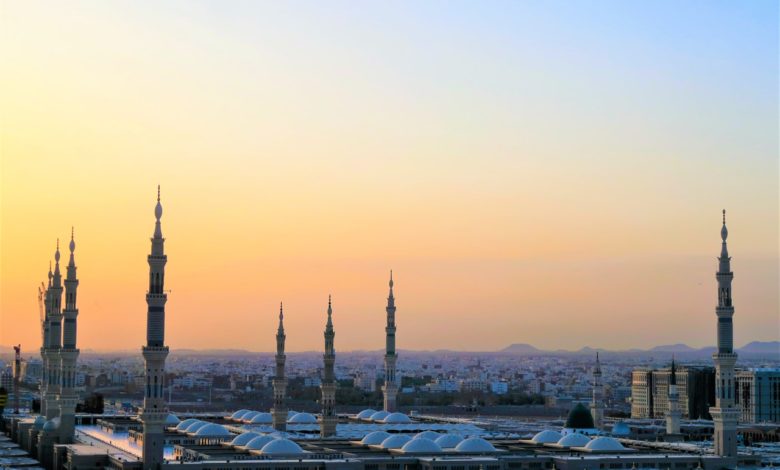 Scenic view and sunset over the place in Saudi Arabia.